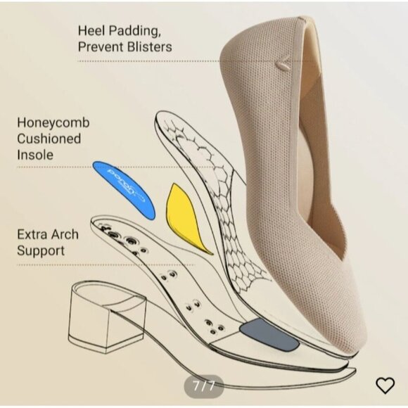 VIVAIA Square Toe Chunky Heel Pumps Beige Knit Eco Shoes EU 39.5 Women - Picture 16 of 16